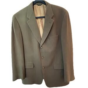 VTG Bill Blass Marshall Fields Men’s Blazer 100% Camel Hair Olive Green 44R USA